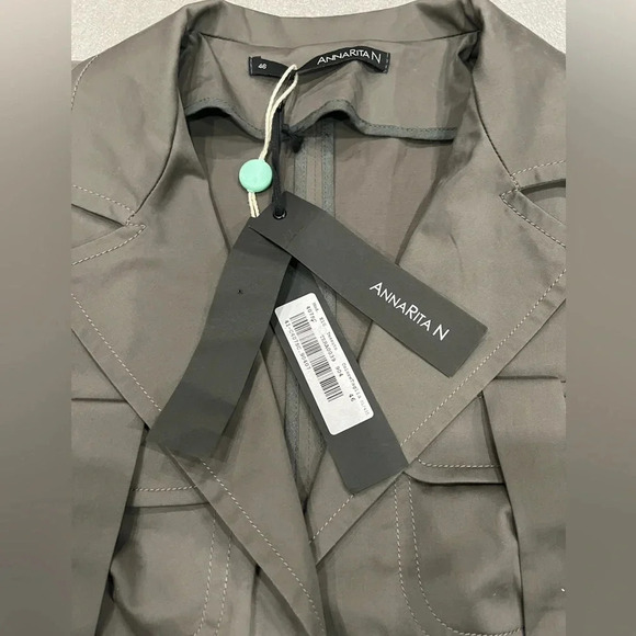 [46/US 10] AnnaRita N dark Gray Green Cotton Blazer - Picture 2 of 9